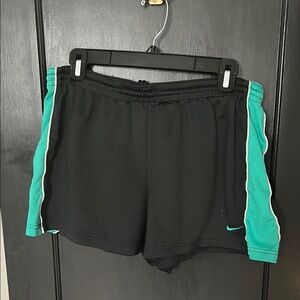 Nike Black and Green Athletic Shorts Moisture-Wicking
